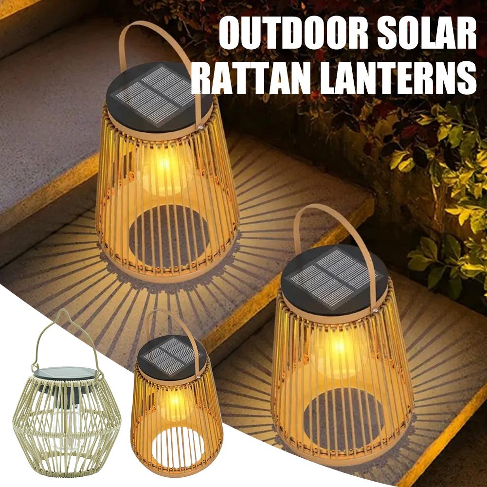 Outdoor Lighting Solar - Lanterna Solare in Rattan IP65 Impermeabile,