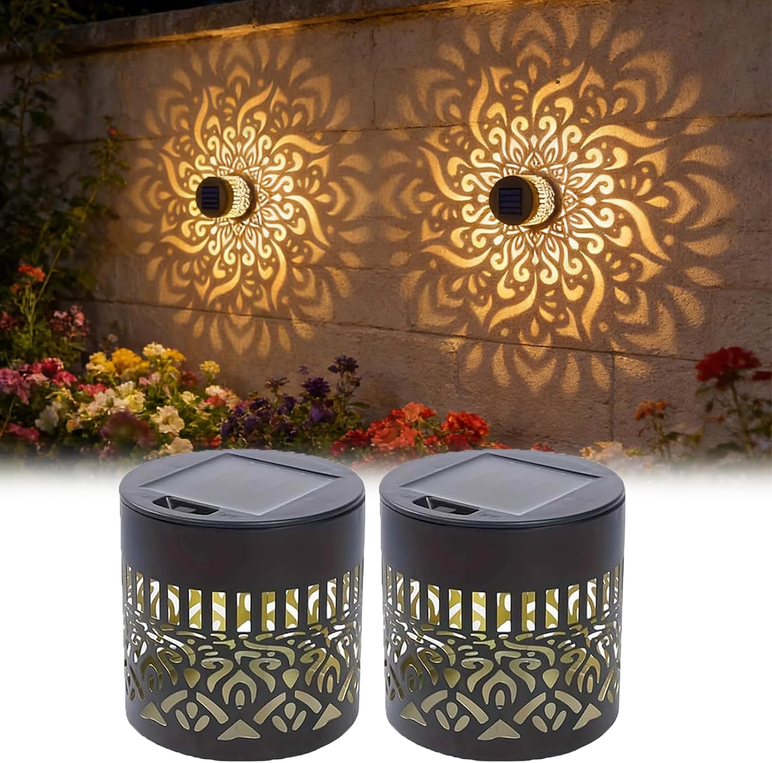Outdoor Lighting For Fence - Confezione da 2 Luci Solari da