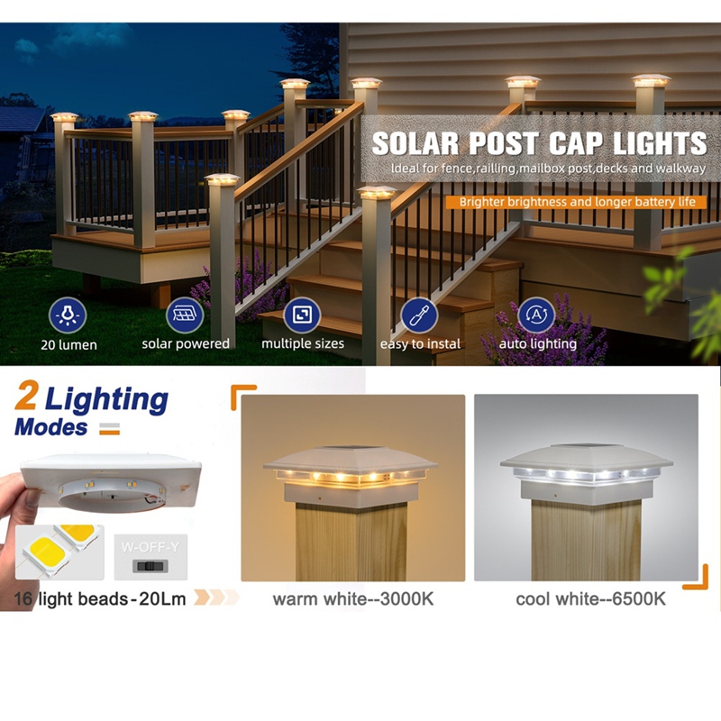 Set di 4 Luci Solari per Pali  - Outdoor Lighting For Fence recensione e prezzo