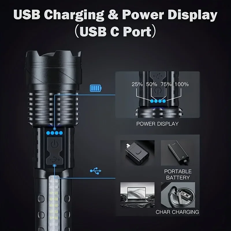 Potente Torcia LED con Indicat - Outdoor Lighting Usb recensione e prezzo