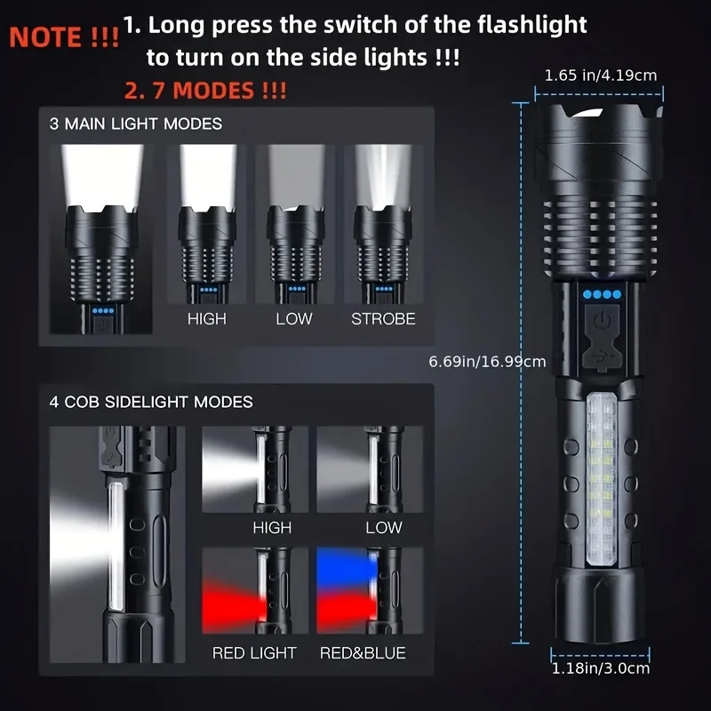Potente Torcia LED con Indicat - Outdoor Lighting Usb recensione e prezzo